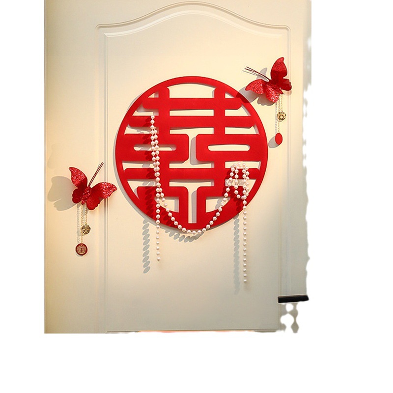 Suministros DE BODA linterna roja decoración de la habitación de boda Xi carácter Garland nueva casa decoración de la boda estilo chino colgante de pared