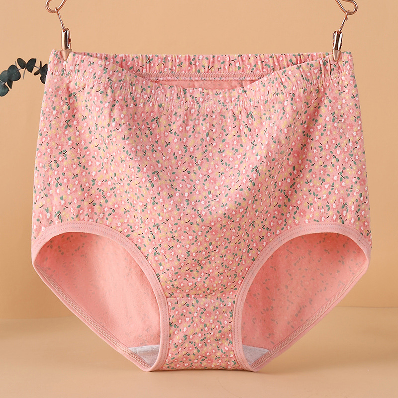 Ropa interior mujer talla grande grasa mm algodón puro antibacteriano cintura alta transpirable entrepierna de algodón de mediana edad y ancianos pantalones cortos triangulares ropa interior de madre