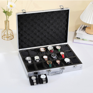 Large Aluminum Alloy Suitcase 18-digit Watch Display Case Watch Storage Box in stock Aluminum Case Watch Gift Box Display