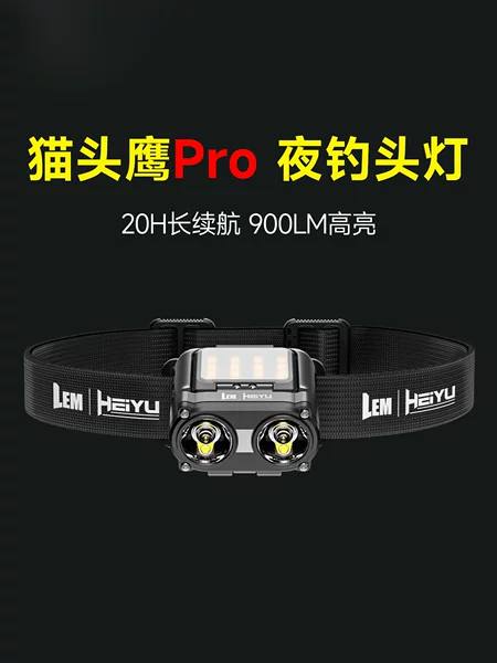 Lem Owl Headlamp for Night Fishing, High Brightness Rechargeable Sensor Headlamp with Long Battery Life and Hat Clip