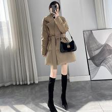 卡其色保暖洋气棉服女秋冬季新款韩系加厚中长款面包服棉衣外套