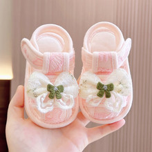 夏季女宝宝蕾丝凉鞋学步鞋甜美公主蝴蝶结学步鞋软底透气婴儿鞋子