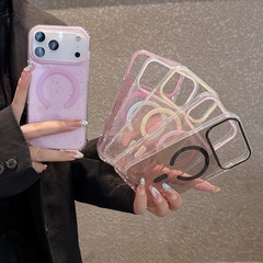 闪粉马卡龙磁吸手机壳适用苹果17/16PROMAX透明保护套iPhone15/14