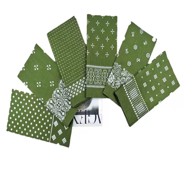 Green Polka Dot Printed Square Scarf, Pure Cotton Home Decor Fabric Scarf, Casual Wear Scarf, Cycling Sports Headscarf