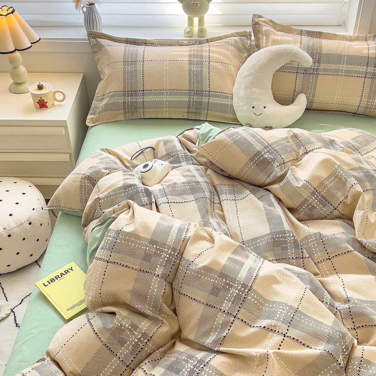 ins dormir desnudo cuatro piezas de sábanas de algodón imitación cubierta madre y bebé clase A dormitorio tres piezas de ropa de cama regalo