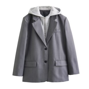 TAOP & ZA Spring New European and American Cross-border Women's Street Fashion Hooded Stitching Suit Jacket 9287557