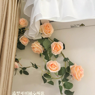 Simulated Rose Fake Flower Rattan Air Conditioning Pipe Blocking Decoration Heating Pipe Sewer Pipe Wall Wire Decoration