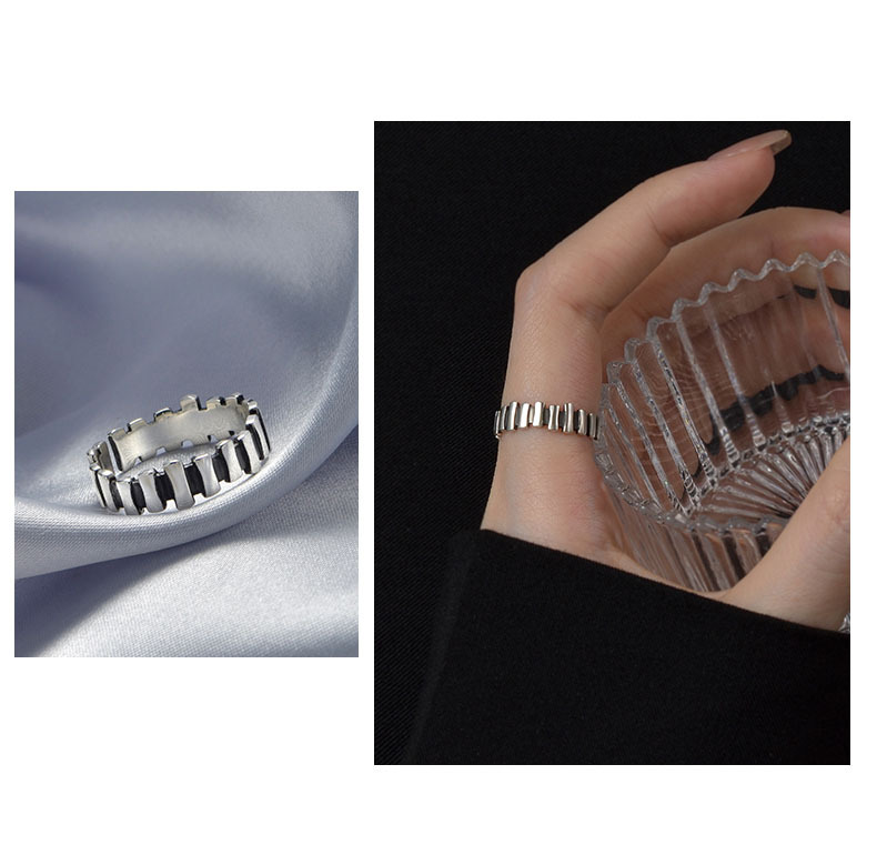 Antique Style Thai Silver Vertical Stripe Adjustable Bracelet_voghion.com