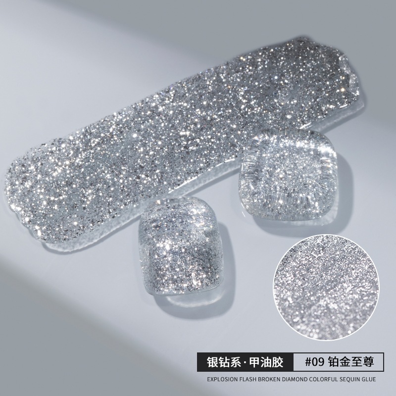 Isa flash nail gel gel gel de sequilla nail art especial taladro de brillo fino taladro de plata platino taladro de plata