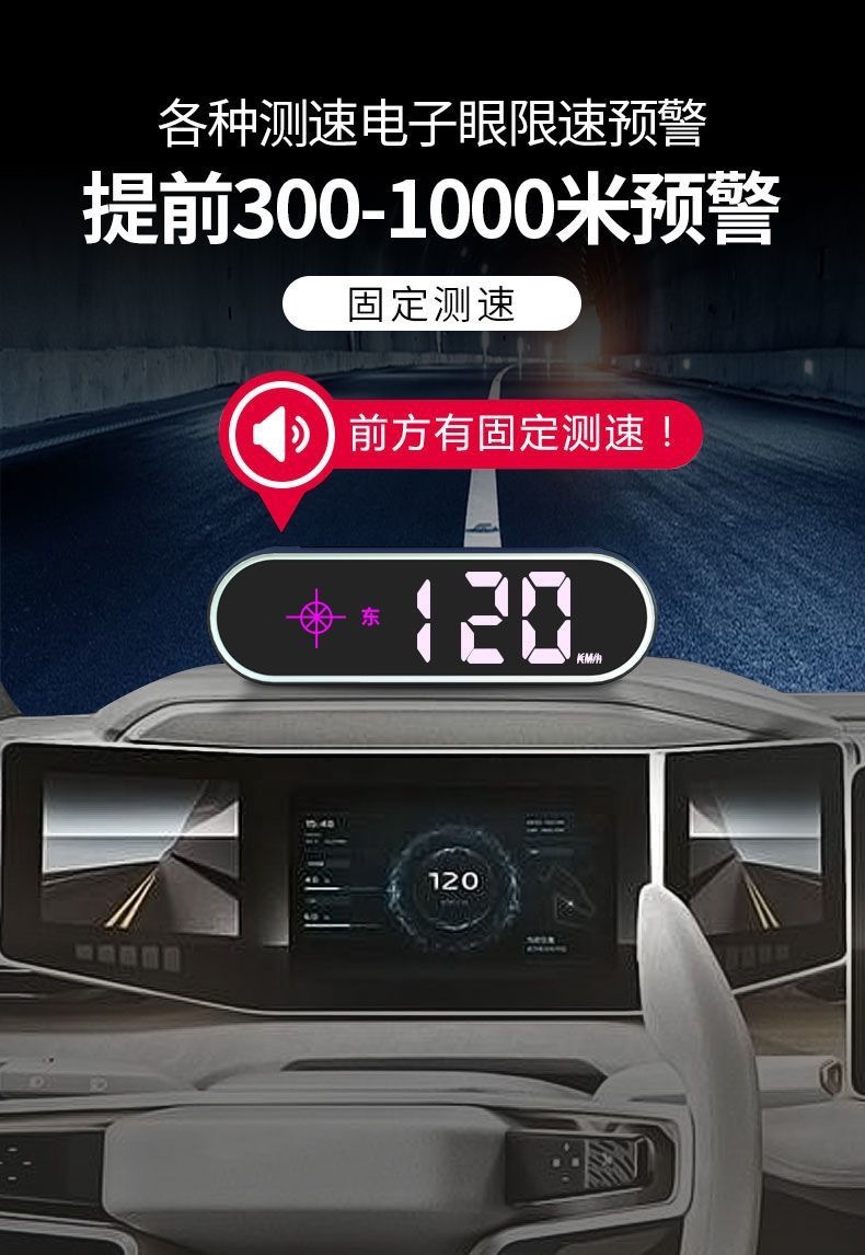 Colorful Hud Head-Up Display Beidou Satellite Electronic Dog Universal Car Navigation Locator Speedometer
