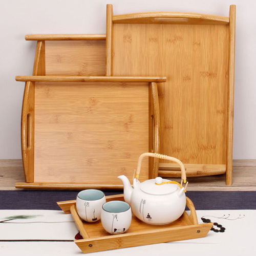 Bamboo wooden tray rectangular tea cup with handle hotel restaurant tray two-ear pastry bread wooden tray