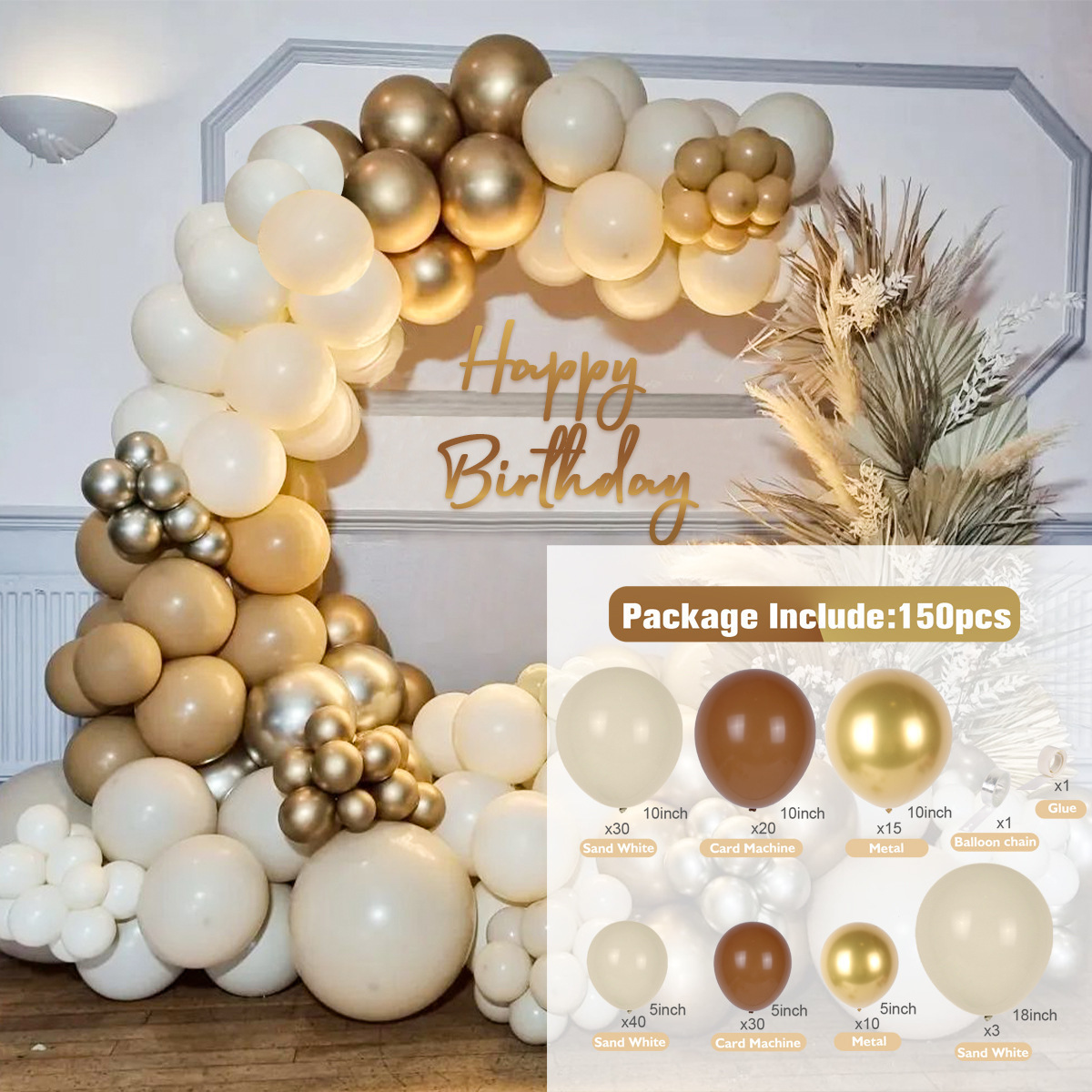 Amazon vintage arena platino globo cadena cumpleaños fiesta globo traje boda Fondo pared boda diseño