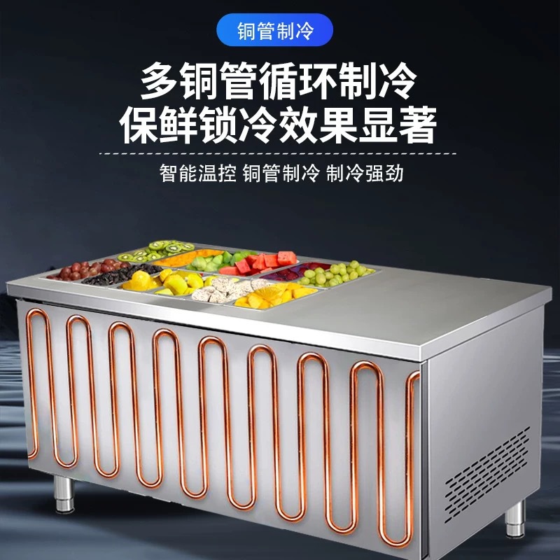 Refrigerador de verduras frutas pescar escaparate salada ranurada mesa de operación de conservación comercial congelador de verduras frías congelador de conservación