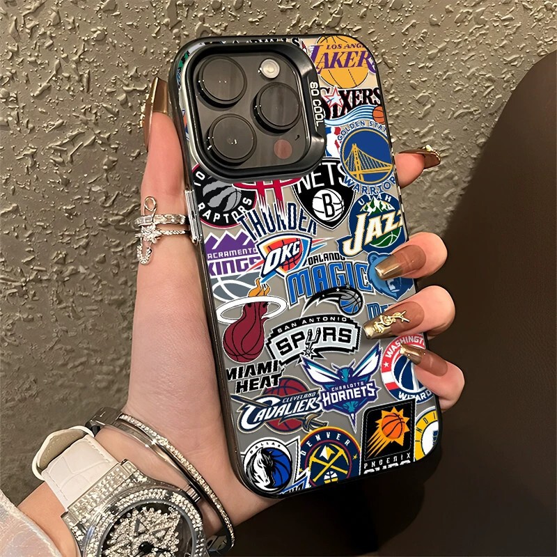 NBA basketball team logo phone case suitable for iPhone 17 Pro, 16 Pro Max, Apple 15, trendy 14 Pro, European and American style