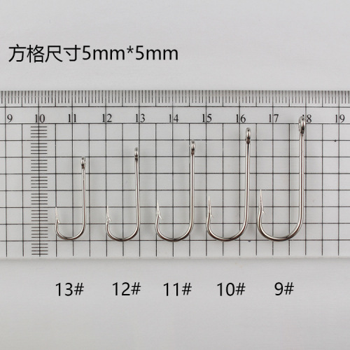 Long handle fishhook bulk tube with eyelets and barbs long straight handle sea fishing hook bass blackfish pomfret fishing hook