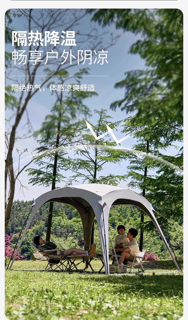 Mugod Holiday Dome 9.0 Automatic Outdoor Black Vinyl Canopy Tent for Camping, Sun Protection, No Assembly Required, Quick Open, Rainproof
