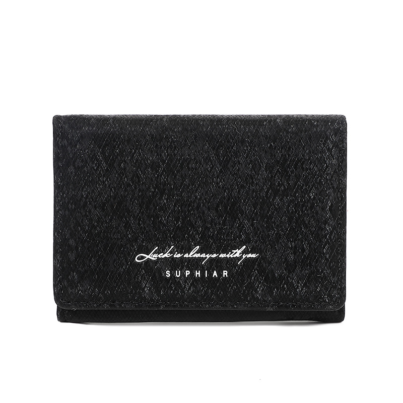 Nuevo multifuncional pu billetera de damas pequeña billetera de tres plegables bolsa de cambio de gran capacidad billetera de damas tela de algodón de alta calidad