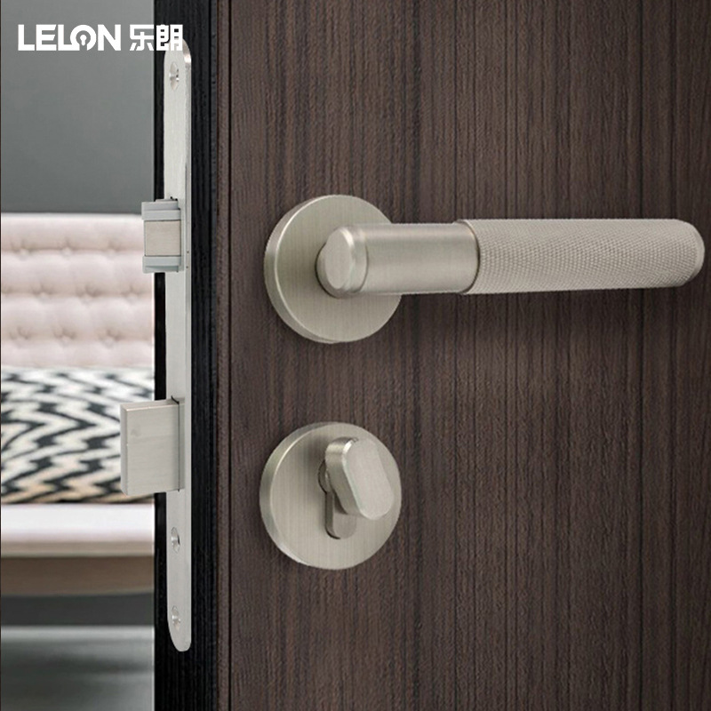 Cerradura de Puerta Interior de Estilo Chino con Manija de Cobre Puro, Cerradura de Embutir Antirrobo Universal con Manija Moleteada.