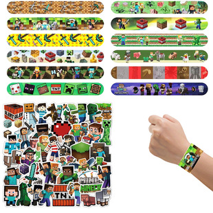 Minecraft Snap Ring Bracelet Combination Minecraft Self-Adhesive Sticker Snap Ring + Sticker Set
