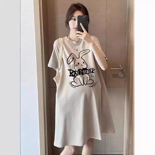 Temperament Maternity dress Summer Loose Plus Size Fashionable Age-reducing Western Style Short Little T-shirt Skirt