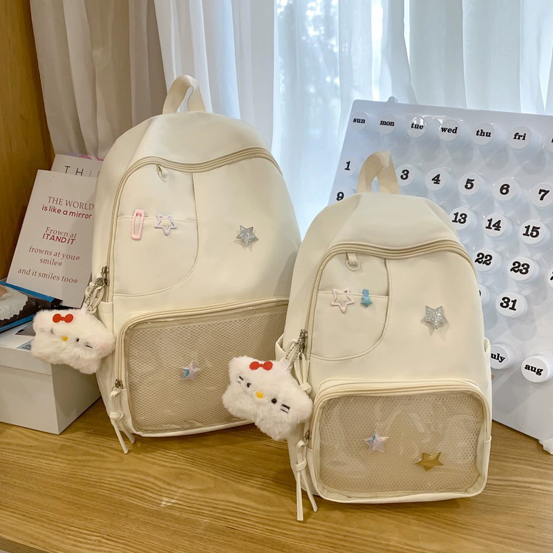 Japanese cute transparent capacious universal school bag, backpack, Korean style