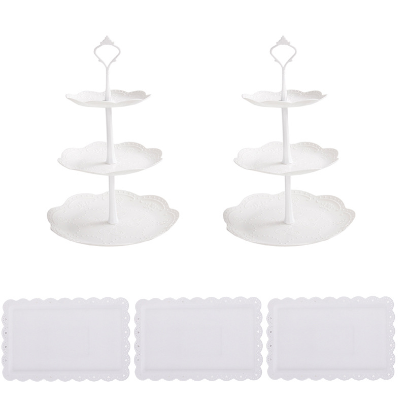 Estilo europeo de 3 capas plato de fruta té de la tarde bandeja de postre soporte de exhibición mesa de postre soporte de pastel mesa de combinación de pastel
