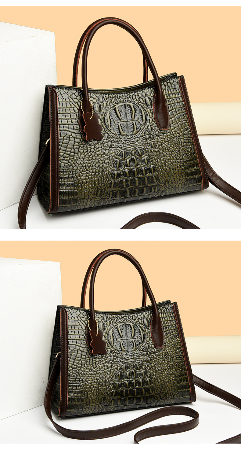 Elegant Women's Large Capacity Crocodile Pattern Handbag Tote_voghion.com