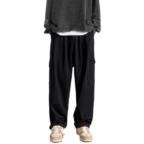 Straight-leg casual pants for men, summer loose trendy American wide-leg work pants, plus-size streetwear fashion sport pants