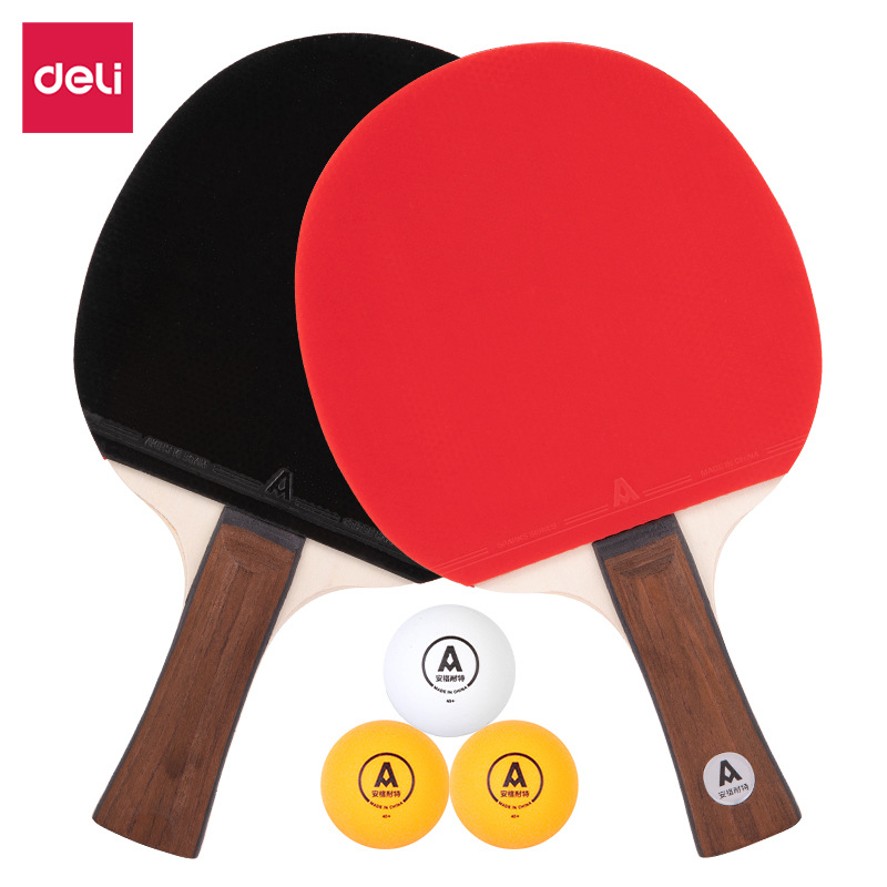 Deli Angnet FH920/FH921 Table Tennis Bat Horizontal Bat Straight Bat with Three Balls Competition Training Double Bat