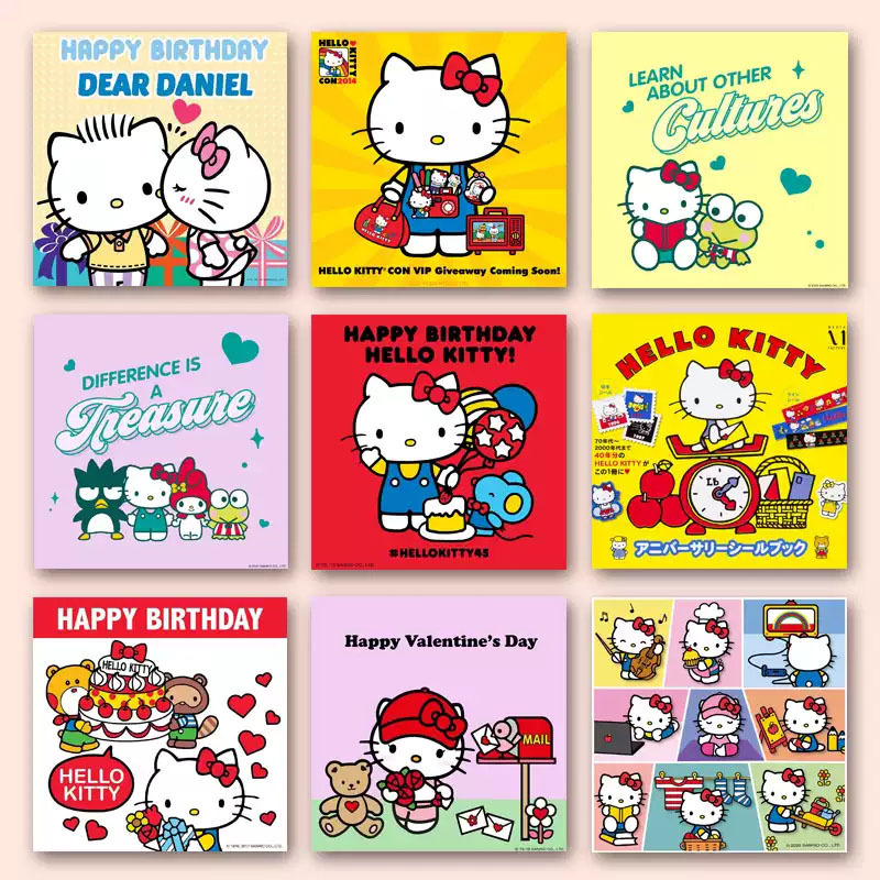 Hello Kitty Hello Kitty Postcard DIY Poster Cute Cartoon Decoration Wall Art Stickers