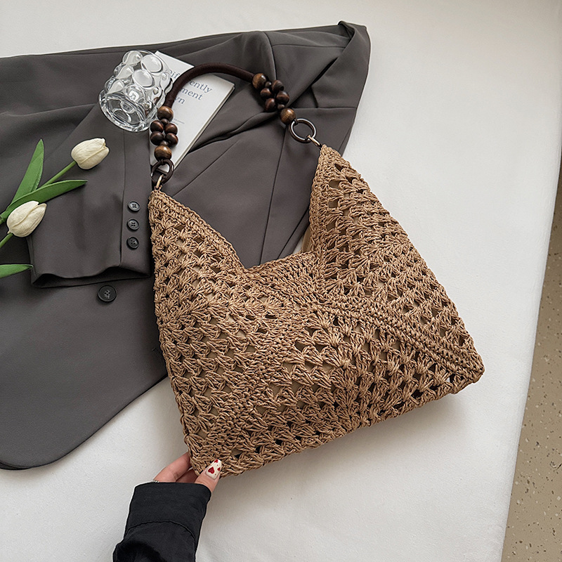 Cross-Border Large Capacity Woven Bag For Women 2026 New Summer Beach Vacation Straw Bag Commuter Shoulder Tote Bag - Thumbnail 7