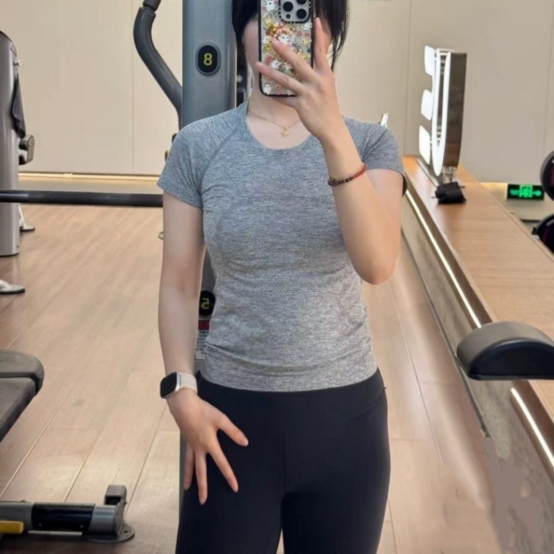 Lulu Original Standard Tech Short-Sleeved 1.0 Breathable Round Neck Women's Slim Sports Top Running Training T-Shirt Yoga Wear