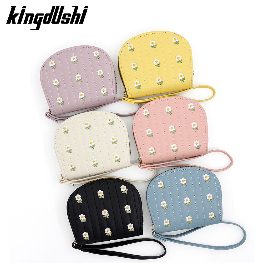Coreano pequeño fresco bordado damas cartera corta bolsa de tarjeta de órgano bolsa de mano bolsa de mujer bolsa de cambio bolsa con cremallera bolsa al por mayor