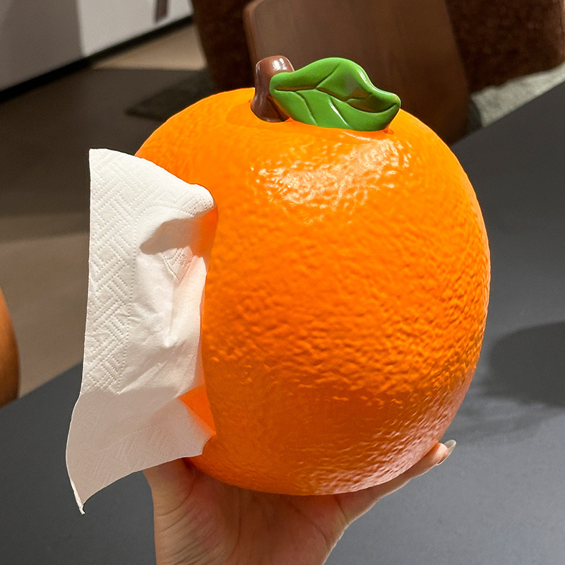可爱橘子纸巾盒家用客厅纸抽盒桌面装饰品摆件卡通餐巾抽纸收纳盒|undefined
