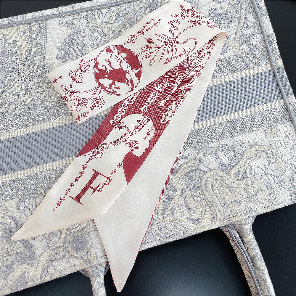 20g Weight Silk Scarf Classification Daily Occasion Silk Material Letter Pattern All Seasons Season Women'S Gender Printing Design Fashion Style Women's Fashion Letter Silk Printing Silk Scarves 36