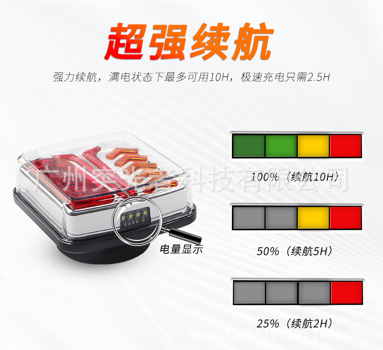 European and American Standard Wireless Magnetic Trailer Light Led Arrow Tail Light Ip67 Trailer Signal Light Type-C Cigarette Lighter