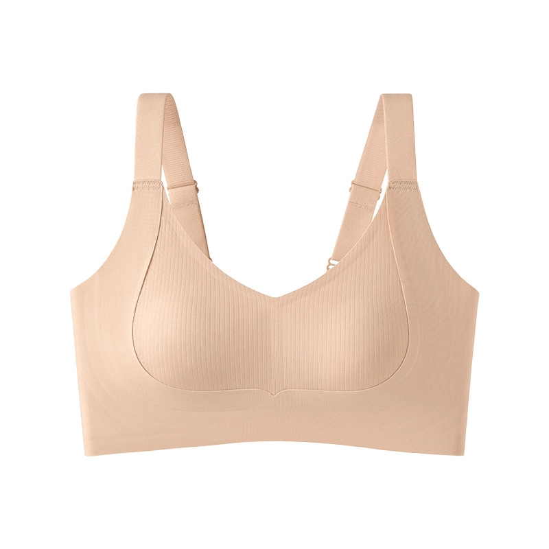 7A taza de orejas de conejo antibacteriana para damas de tamaño grande, ropa interior de verano ultra delgada, sin marcas, pequeño sujetador, sujetador de soporte superior