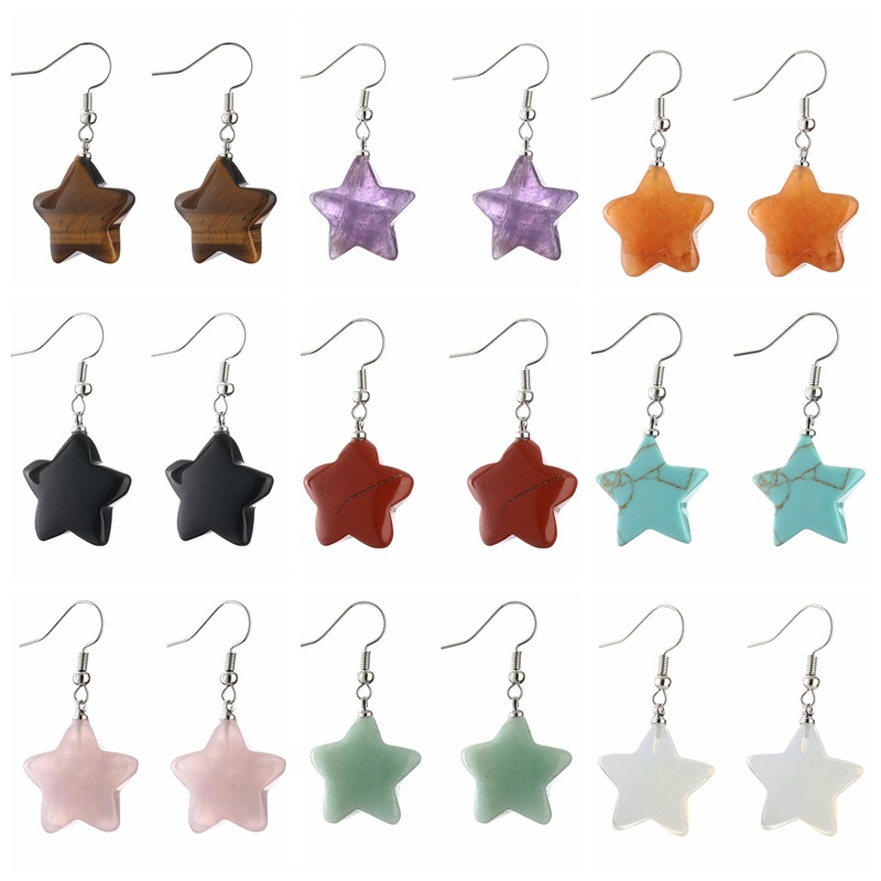 Joyería transfronteriza europea y americana de moda simple pequeña estrella pendientes mujer turquesa retro estilo étnico pendientes al por mayor