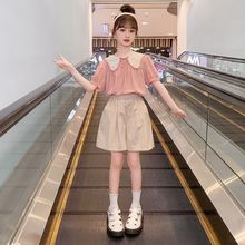 女童夏季套装洋气时尚新款儿童短款中大童夏款短袖时髦外穿两件套