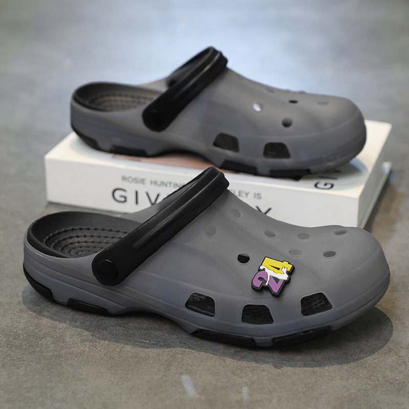 Zapatos con agujeros de gelatina, zapatillas Baotou de gran marca del mismo estilo, sandalias antideslizantes casuales para hombres, zapatos de vadeo con suela gruesa