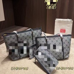 TB老花帆布织物托特包潮流时尚大容量妈咪袋购物袋外贸批发女包包