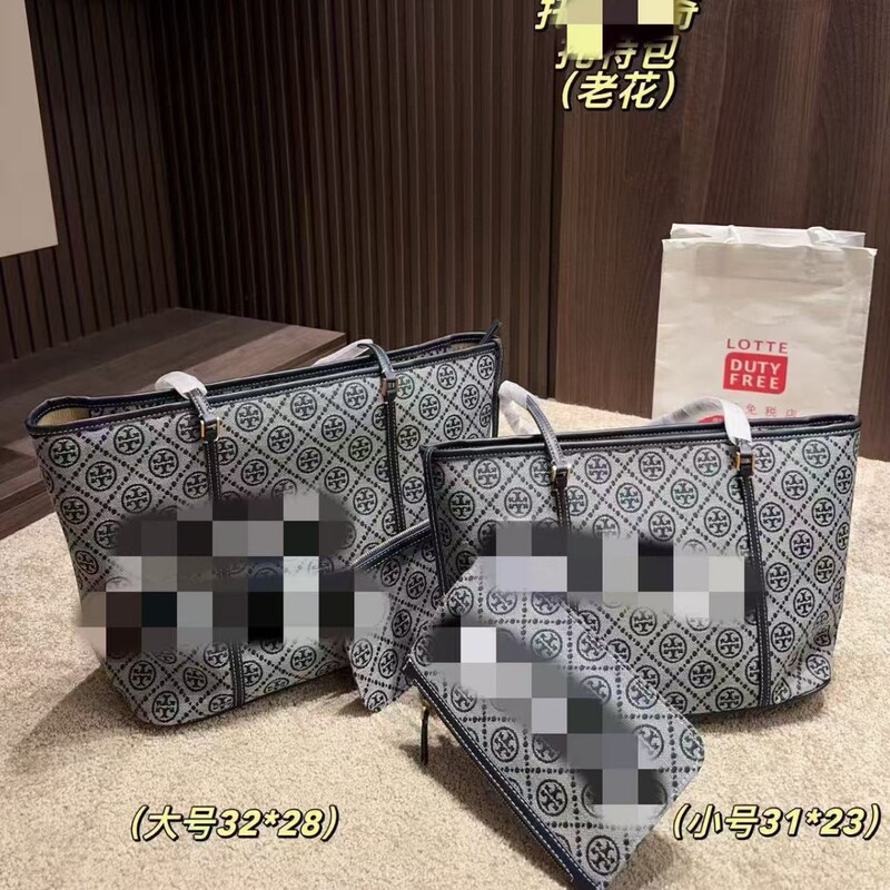 TB老花帆布织物托特包潮流时尚大容量妈咪袋购物袋外贸批发女包包|undefined