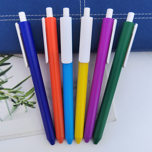 Factory large pen clip press ball pen can print logo advertising pen candy color wide hook gift pen wholesale