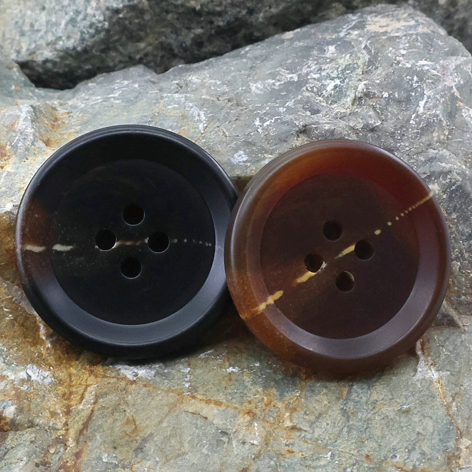 复古暖棕色树脂棒花扣  哑光雾面黑色仿牛角扣子西装大衣风衣纽扣