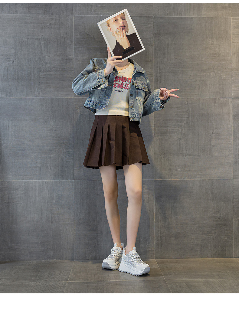 Giày sneaker nữ đế dày lưới thoáng khí phong cách retro — Xám 5066, Be 5066, Hồng đào 5066 chi tiết 10
