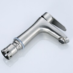 304 stainless steel brushed cold and hot bathroom single hole small waist sink washbasin faucet