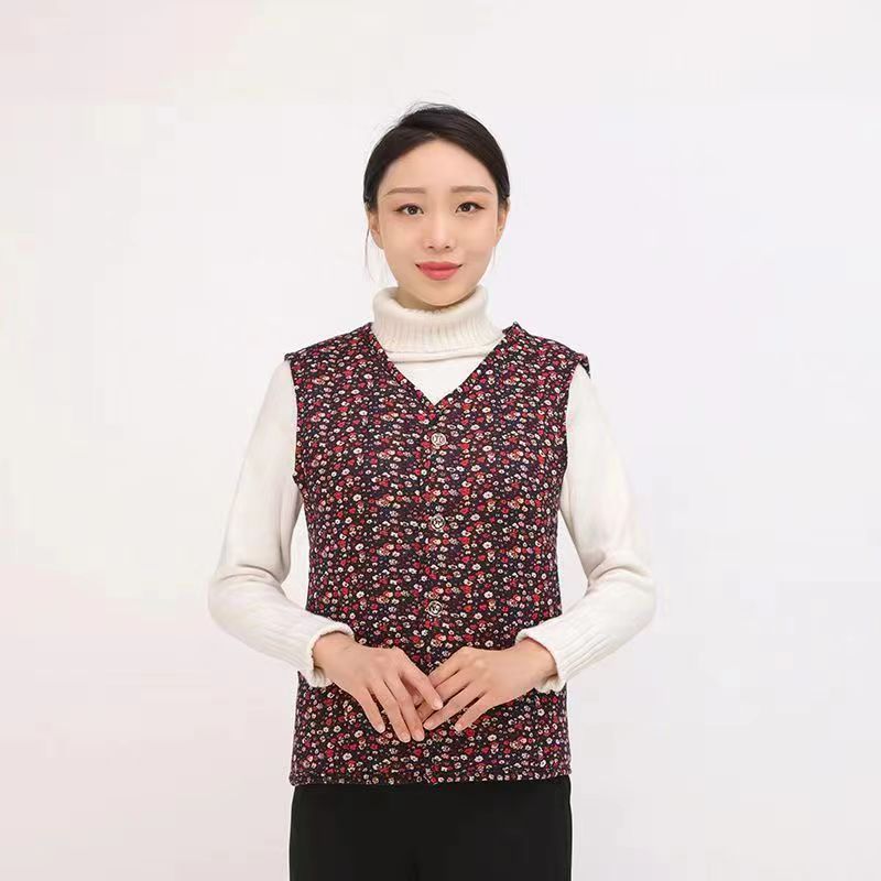 小砕花馬甲秋冬の中高年は綿の服を着ています。|undefined
