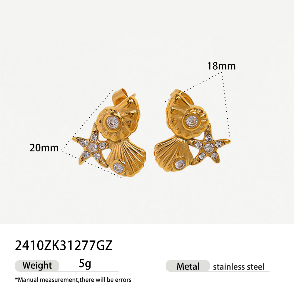 Tena anillo de acero inoxidable europeo y americano diseño de nicho femenino todo fósforo titanio marino estrella de mar de acero conjunto de pulsera de joyería de concha