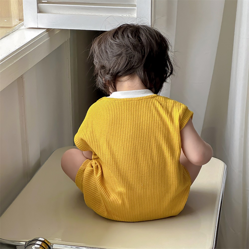 2024 verano 0-2 años bebé casual cuello redondo letras mameluco sin mangas mameluco estilo fino ropa de salida para bebés