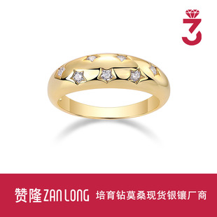 European and American Amazon Best-Selling New Gold Ring S925 Sterling Silver Inlaid Moissanite Simple Fashionable Baby's Breath Ring